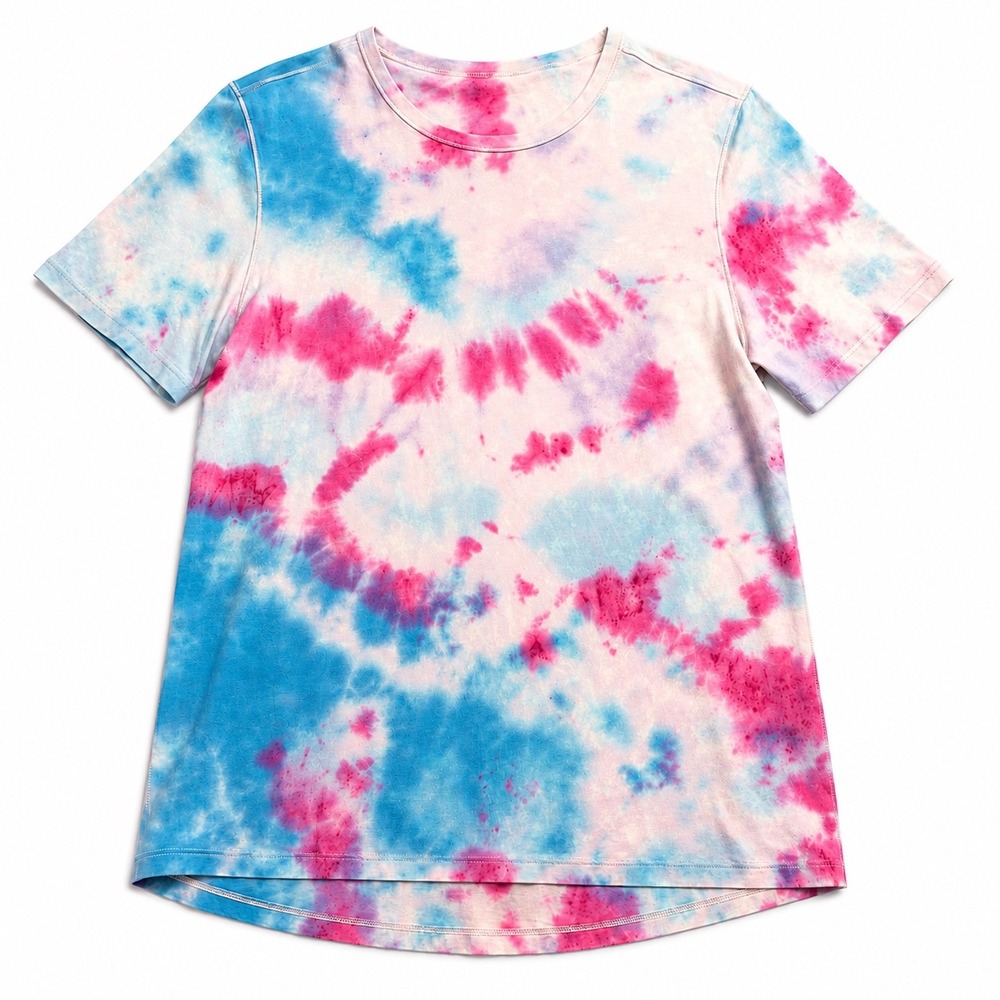 Lululemon Short Sleeve Tie Dye T-Shirt Pink Blue Purple Crew Neck Top